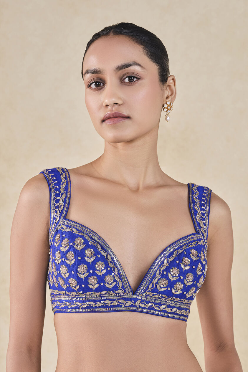 Anushna Gota Patti Silk Choli - Blue, Blue, image 1